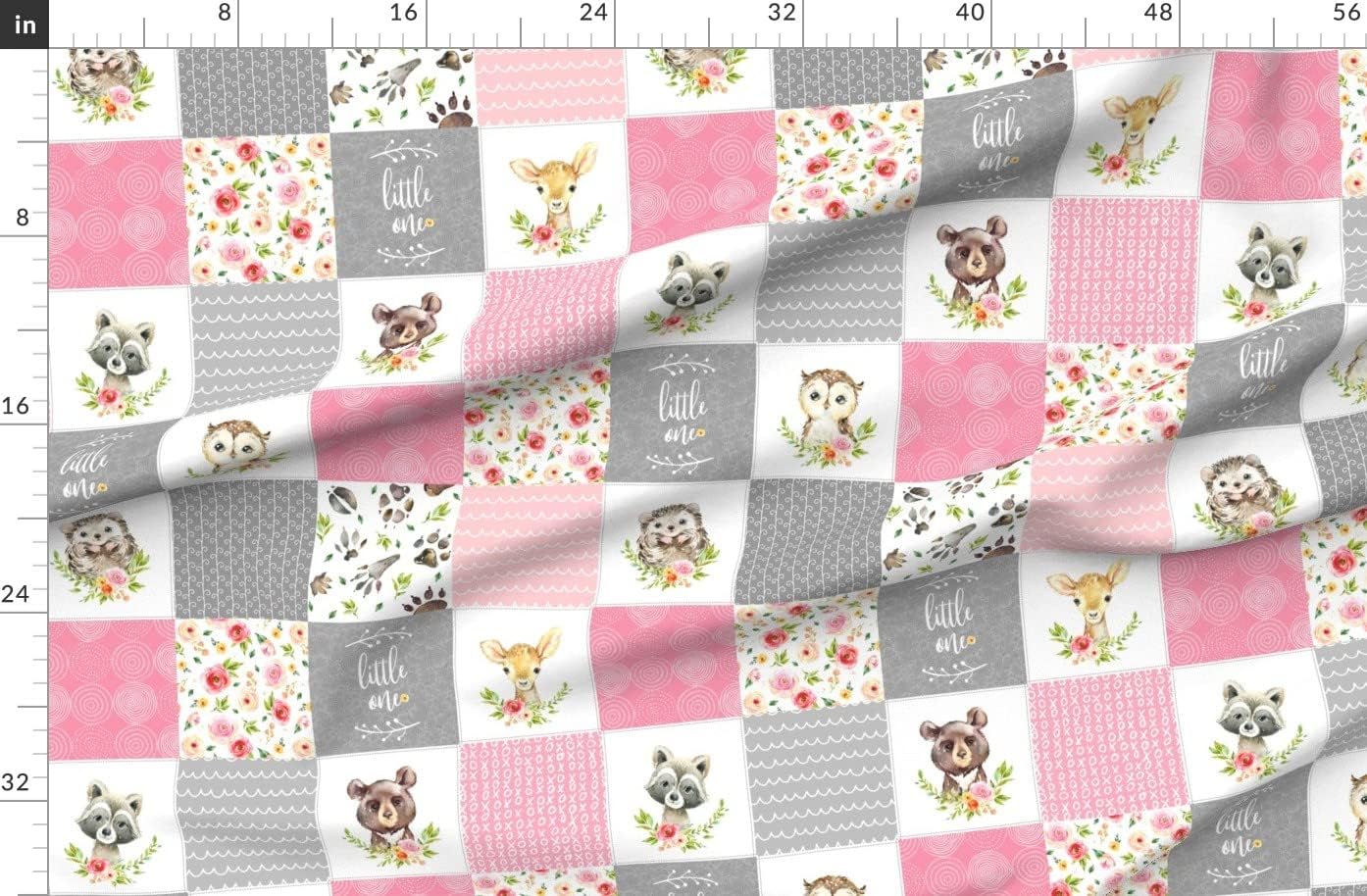 Spoonflower Fabric - Quilt Patchwork Blanket Nursery Baby Woodland Bedding Forest Printed on Polartec(R) Fleece Fabric by The Yard - Sewing Blankets Loungewear and No-Sew Projects