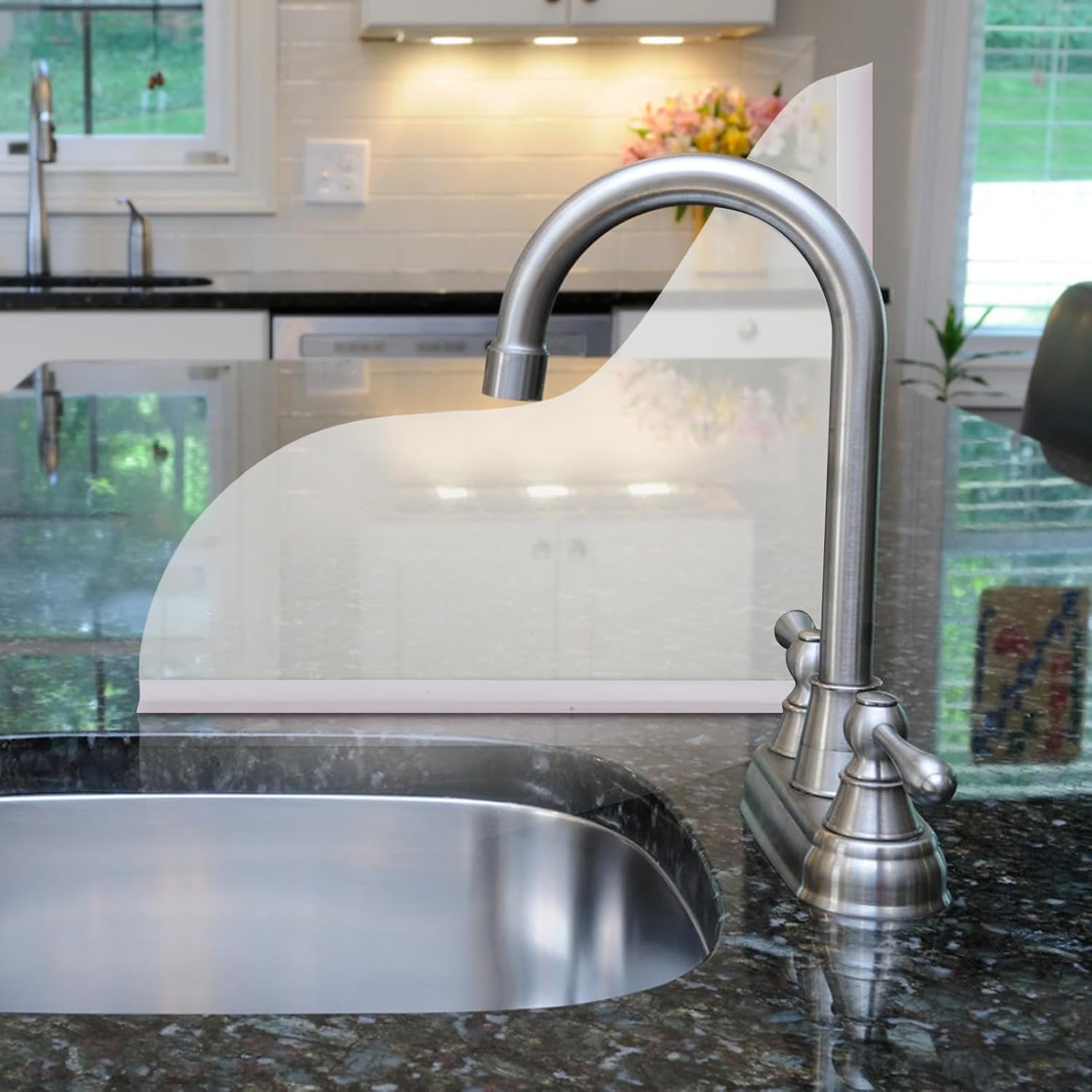 STOBAZA 2pcs Acrylic Kitchen and Bathroom Sink Splash Guard, Waterproof Barrier with Easy Installation and Slip Prevention, Light-Colored Splash Guard Plate for Bathtub and Washbasin,