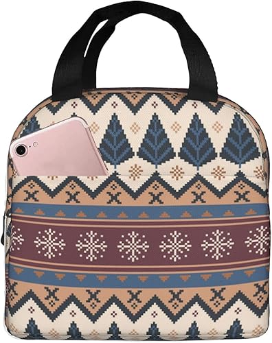 Miniatura 8 de weecool Lonchera nativa americana para mujeres y hombres, bonita lonchera aislada de nativos americanos con bolsillo frontal para trabajo, picnic y