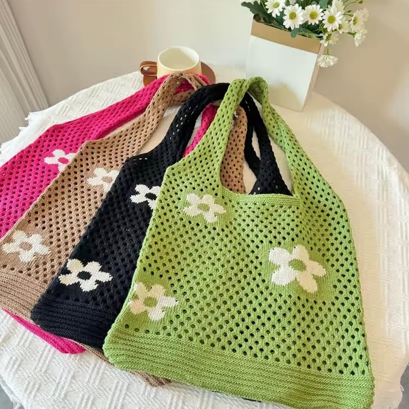Image of Knit beach bag, Crochet Beach bag,Beach bags for women Knitted beach bag for summer