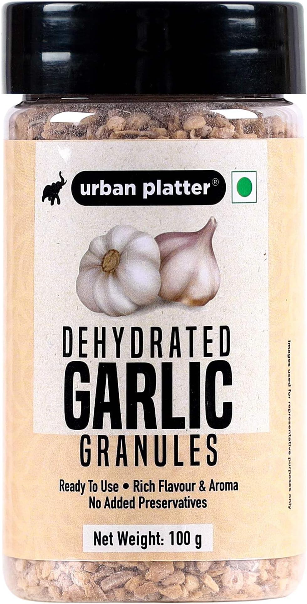 Urban Platter Dehydrated Garlic Granules Shaker Jar, 100g / 3.5oz [Versatile, Savoury, Great Flavour]
