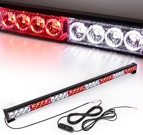 Barra de luz estroboscópica de 35.5 pulgadas, 32 luces LED intermitentes, impermeable, luces de advertencia LED para coche, camioneta, cabeza de