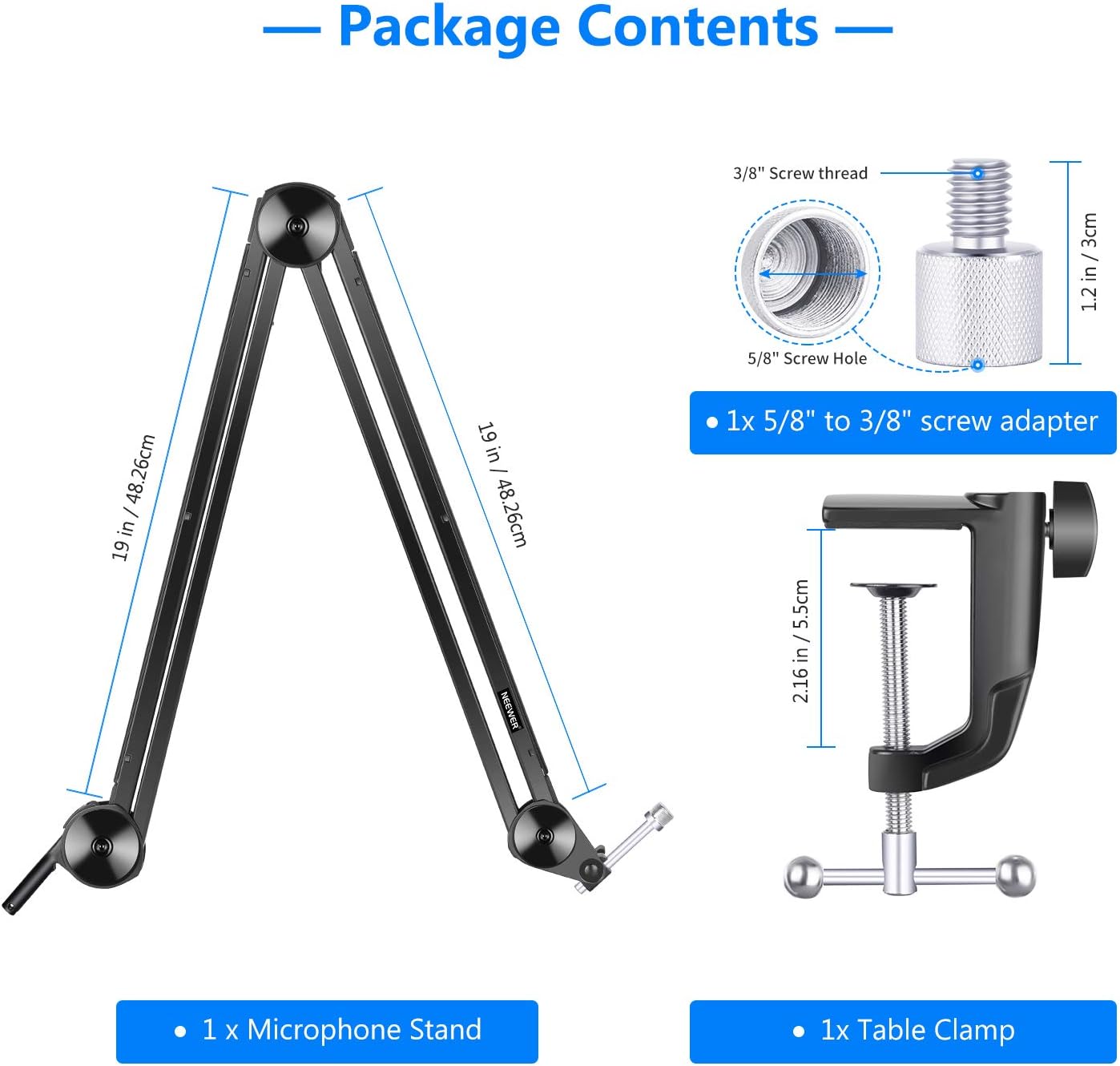 Neewer Upgraded Large Sturdier Microphone Stand Compatible with Blue Yeti Snowball Blue Yeti Nano, Adjustable Suspension Boom Scissor Arm with Built-in Spring, Max. Load 1.8kg for Voice Recording