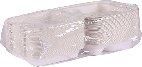 Miniatura 8 de Eco-Products Renovable & Compostable Vanguard White Sugar Cane Clamshells, 8x8x3in, 3-Compt, caja de 200 Sin PFAS producto agregado  BPI & ASTM