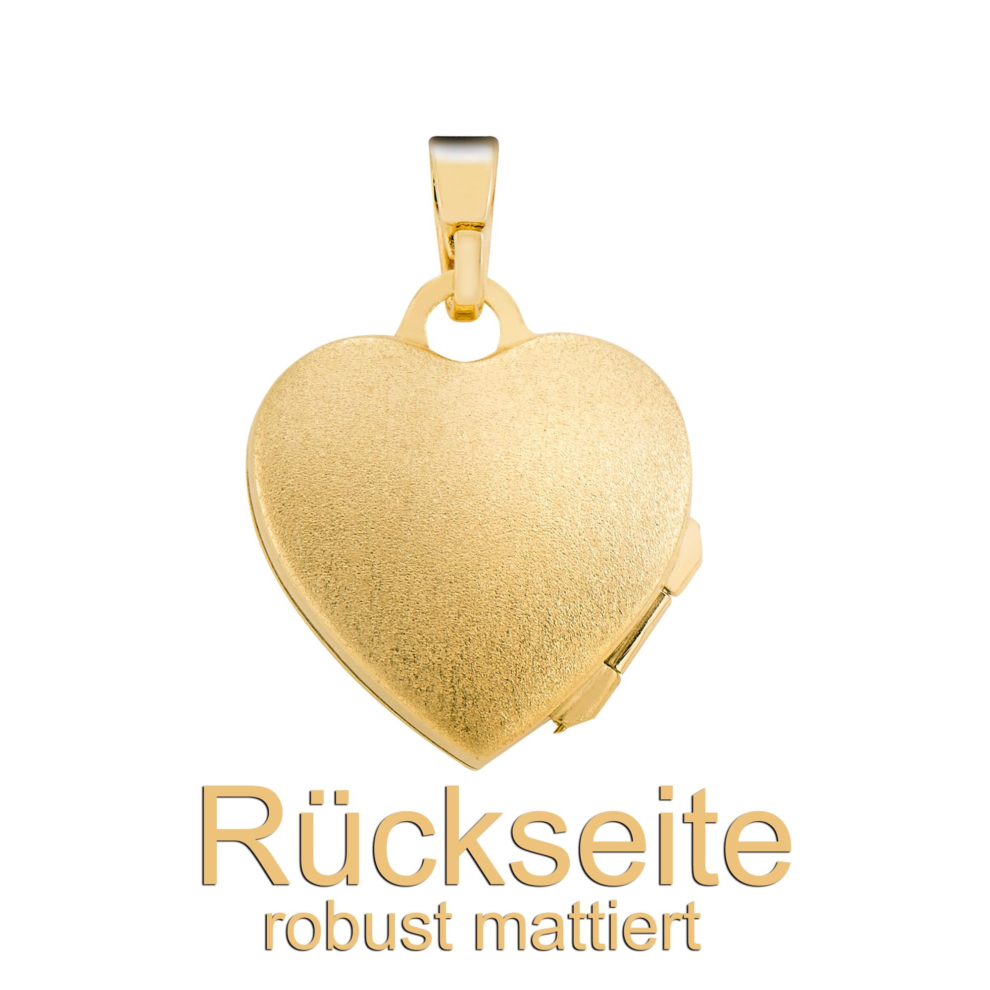 Kleines Medaillon Herz 750 Gold 18 Karat Herz-Amulett für 2 Bilder zum Öffnen für Damen mit Halskette und Schmuck-Etui