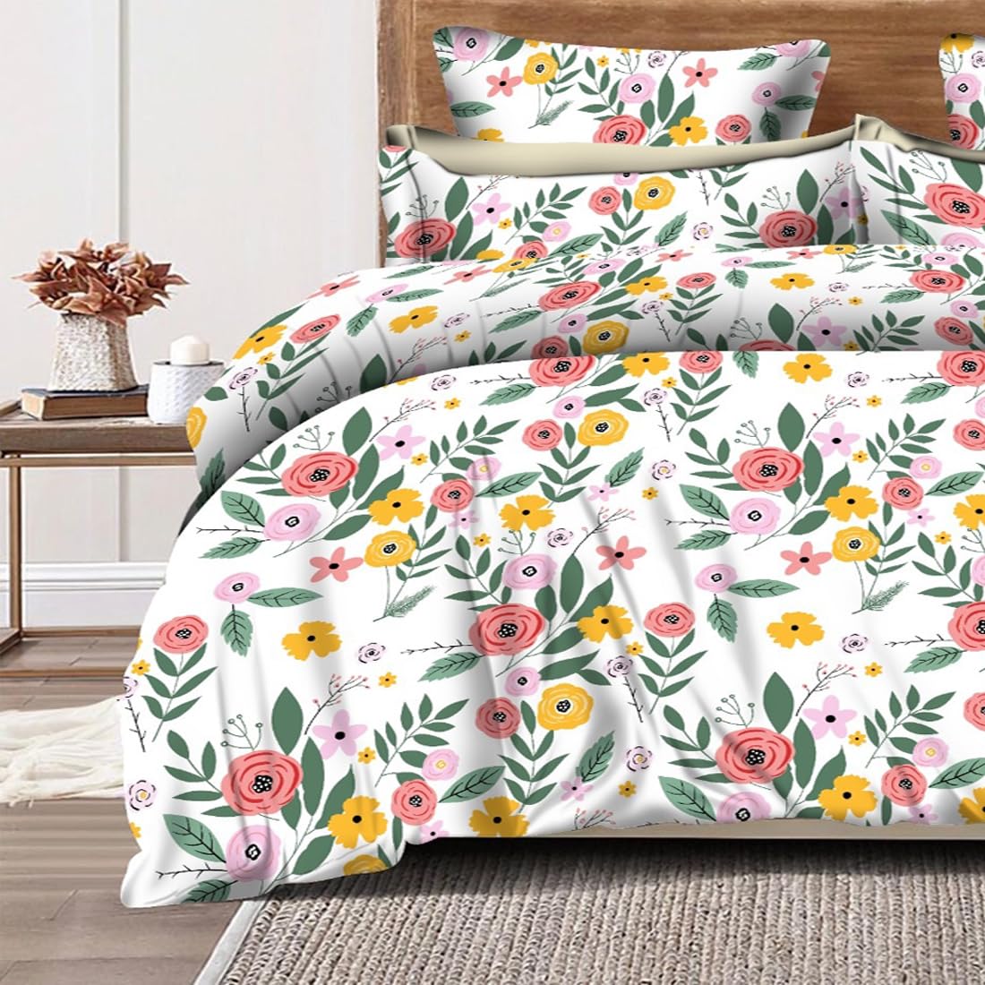 Cotton Soft 285 TC Single Bed Size Razai Cover || Duvet Cover || Blanket Cover || Comforter Cover with Zipper, 60" x 90 ", Grey Pink Multicolor, 1 Pc-image-31