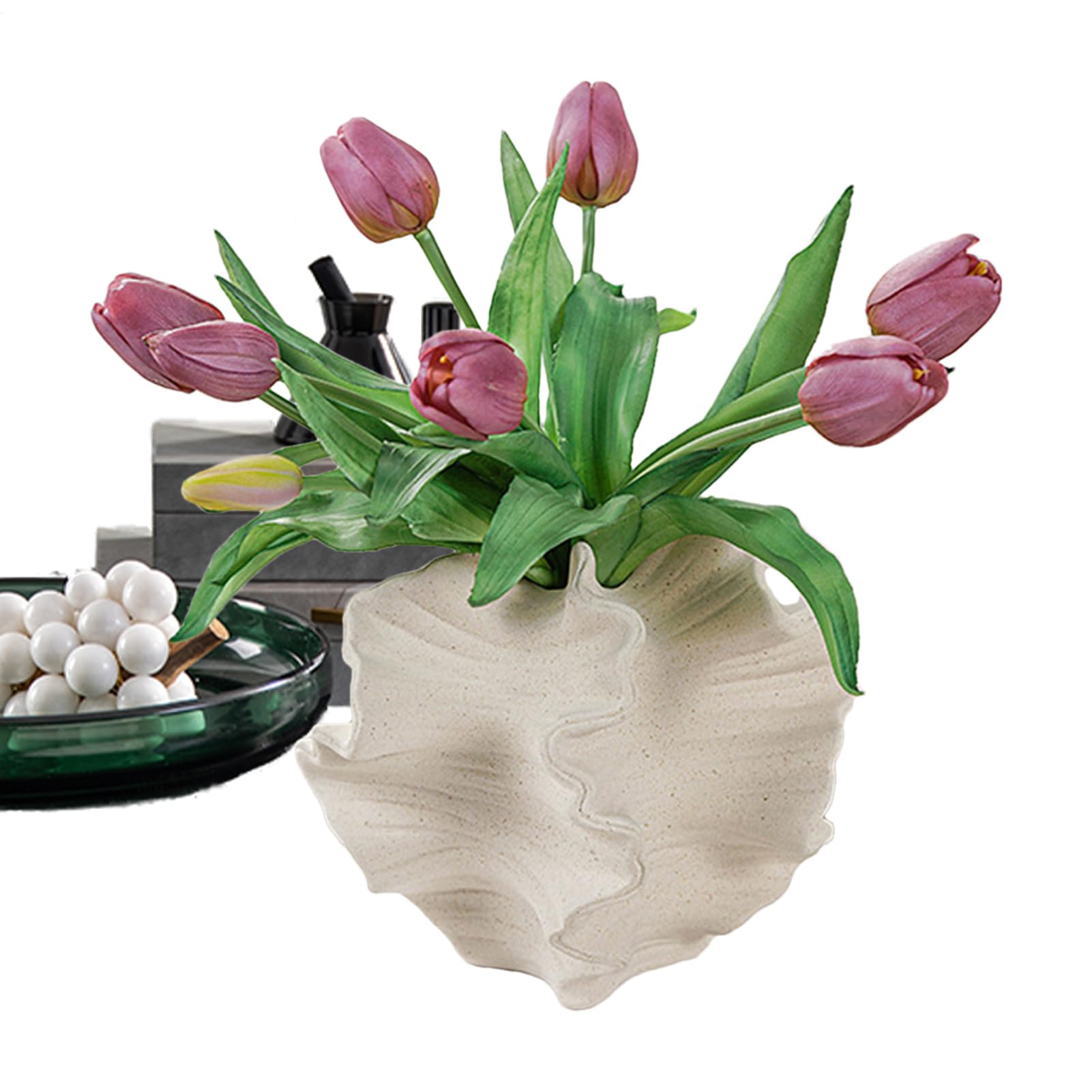 Vase en céramique corail, centre de table unique esthétique
