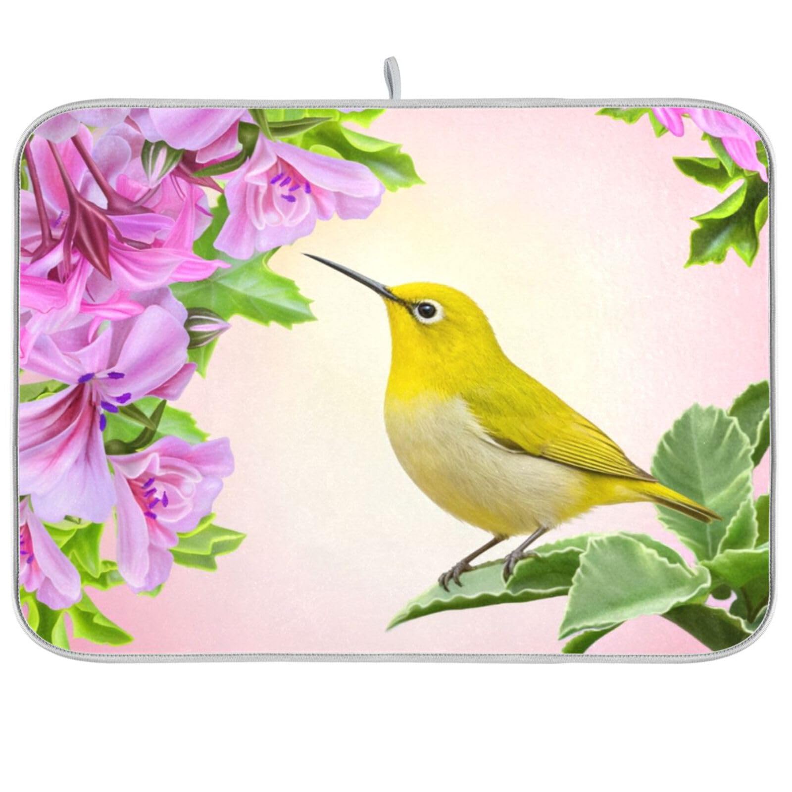 Frühling Kolibri-Geschirrtrockner Matte Geschirrmatten für Theke Mikrofaser 18 x 24 Geschirrtrockner Matte Küchenmatte Theke Geschirr Abtropfmatte