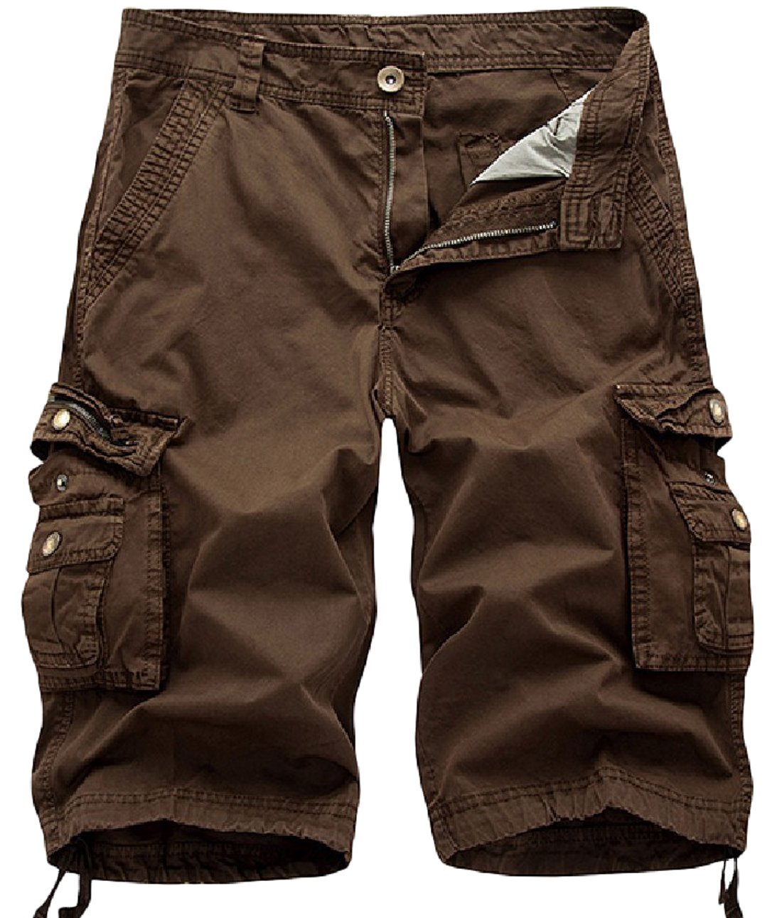 chouyatou Men's Active Normal Waist Loose Multi-Pocket Versatile Twill Cargo Shorts