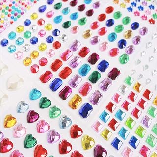3800+ Gem Stickers Jewels Stickers Rhinestone for Crafts Sticker Crystal Stickers Self Adhesive Craft Jewels for Arts & Crafts，Multicolor，Assorted Size, total19 Sheet, 14 Big gems, 5 Small gems