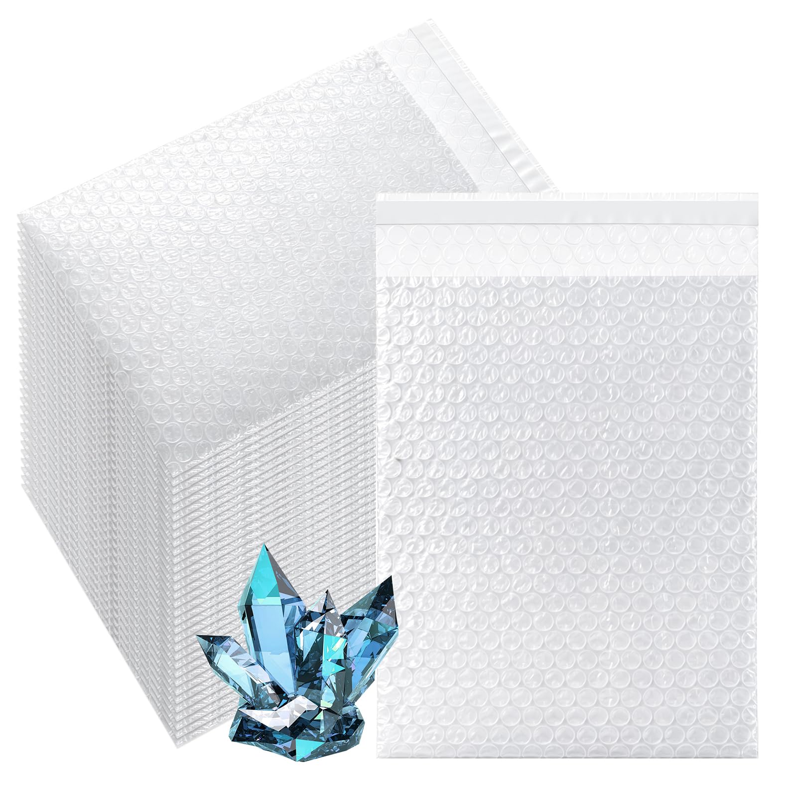 300 Stück selbstklebende Luftpolsterbeutel, 7,9 x 9,9 cm, transparente Luftpolsterfolie, einlagige Luftpolsterfolie für zerbrechliche Gegenstände, Umzug und Lagerung, E-Commerce-Verpackung