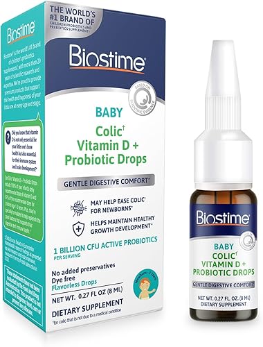 Biostime Gotas probióticas de vitamina D y cólicos para bebés recién nacidos a 3 años  Valores 100% diarios Vitamina D para apoyo óseo e