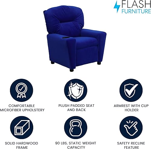 Miniatura 134 de Flash Furniture Chandler LeatherSoft - Silla reclinable para niños con portavasos y reclinable de seguridad, silla reclinable contemporánea para