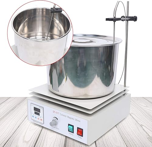 Miniatura 7 de Baño de agua de agitación de 10 L agitador magnético digital pantalla LED con sonda de temperatura y mezclador de barra de agitación temperatura