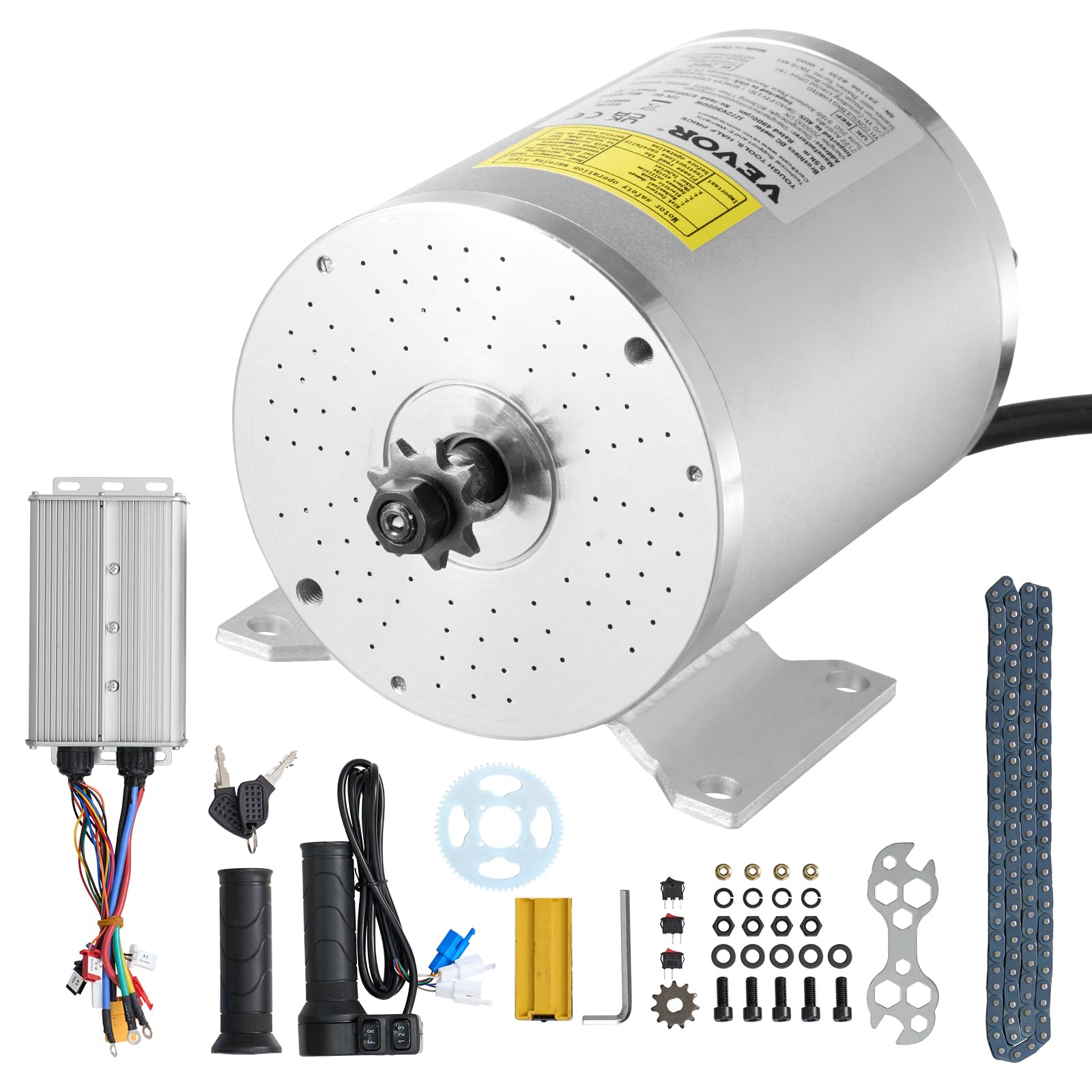 VEVOR 3000W Electric Brushless DC Motor Kit - 72V 4900rpm Motor with Upgraded Speed Controller and Throttle Grip Kit for Go Karts E-Bike Motorcycle Scooter DIY