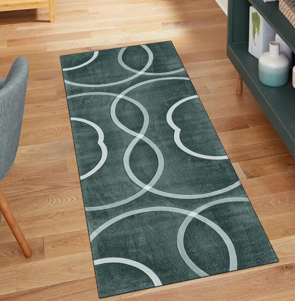 Alfombra de pasillo antideslizante lavable 70x220 cm verde oscuro para cocina larga