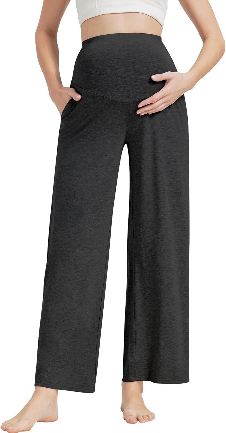 Maternity Pants for Women Bamboo Viscose Over The Belly Lounge Bottom Soft Pregnancy Pant with Pockets S-XXL