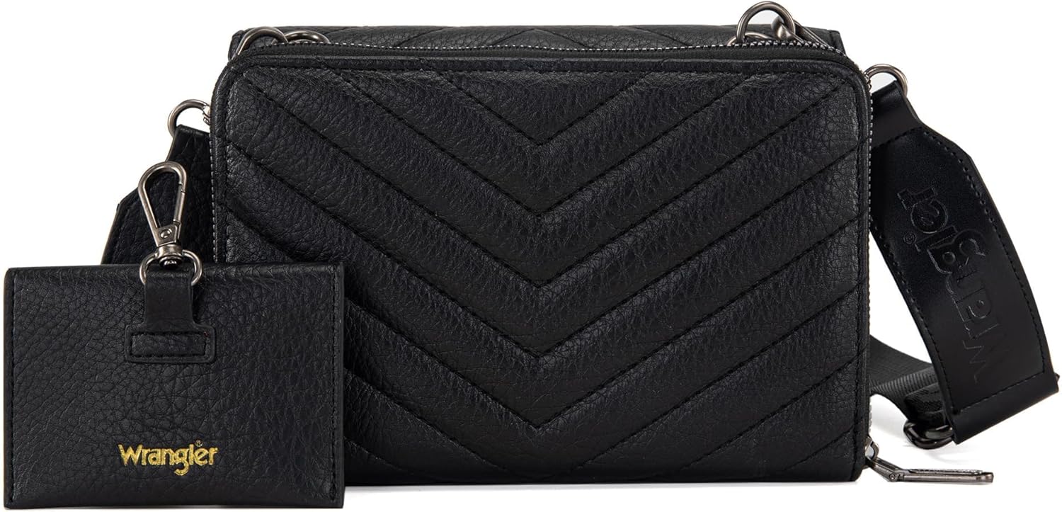 Wrangler 2 Pcs Flap Crossbody Bags for Women Detachable Dual-compaument Wallet Set - Image 6