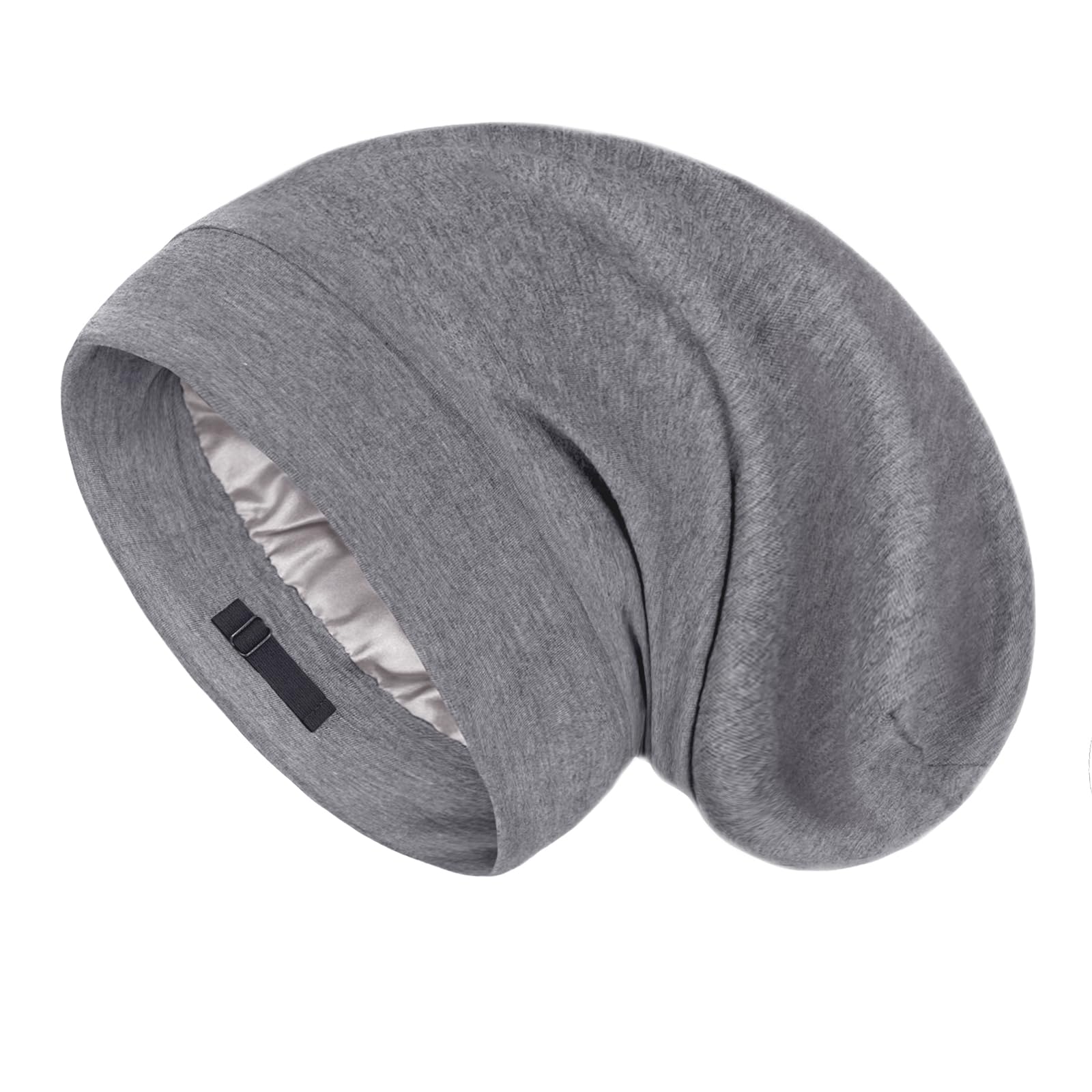 OLESILK Silk Large Braid Bonnet for Long Hair, Long Bonnet for Braids, Silk Sleep Cap for Women, Sleep Night Hat Sleeping for Frizzy Hair, Grey