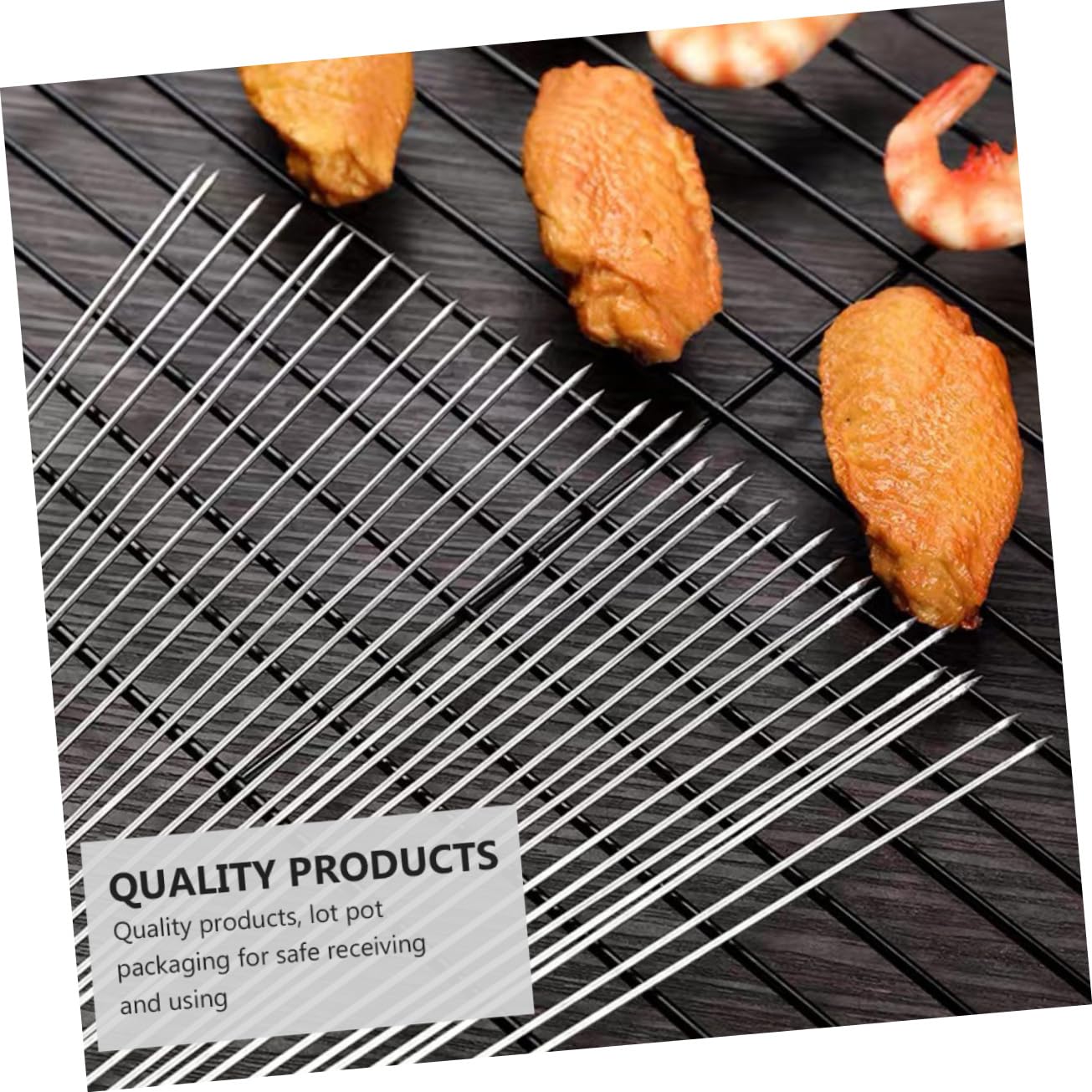 Kisangel 100 Pezzi Spiedini in Acciaio Antiruggine Per Barbecue Picnic Rigidi e Resistenti Design Antiscivolo Per Cottura Uniforme Lunghi Per Grigliare Carne e Verdure