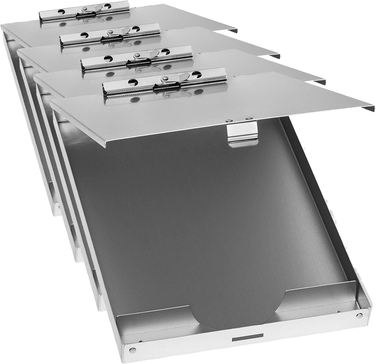 Blue Summit Supplies Aluminum Storage Clipboard, 1 Compartment, Clip for Letter Paper, Great for Office, Jobsite or Classroom (Pack of 4)