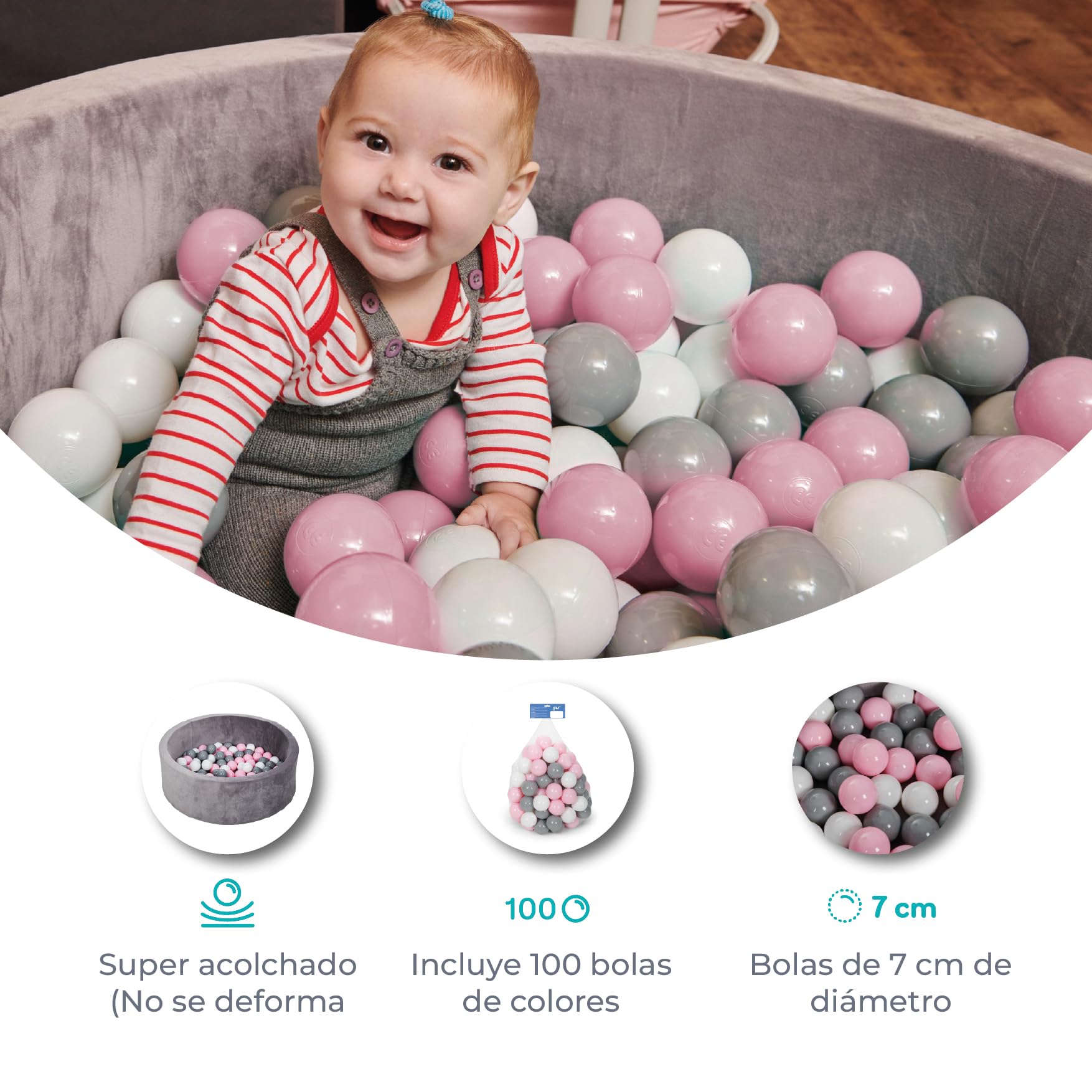 Hoopyosms Piscine à Balles En Mousse Mémoire De Forme Pour Bébé - Ronde Beige (sans Balles)