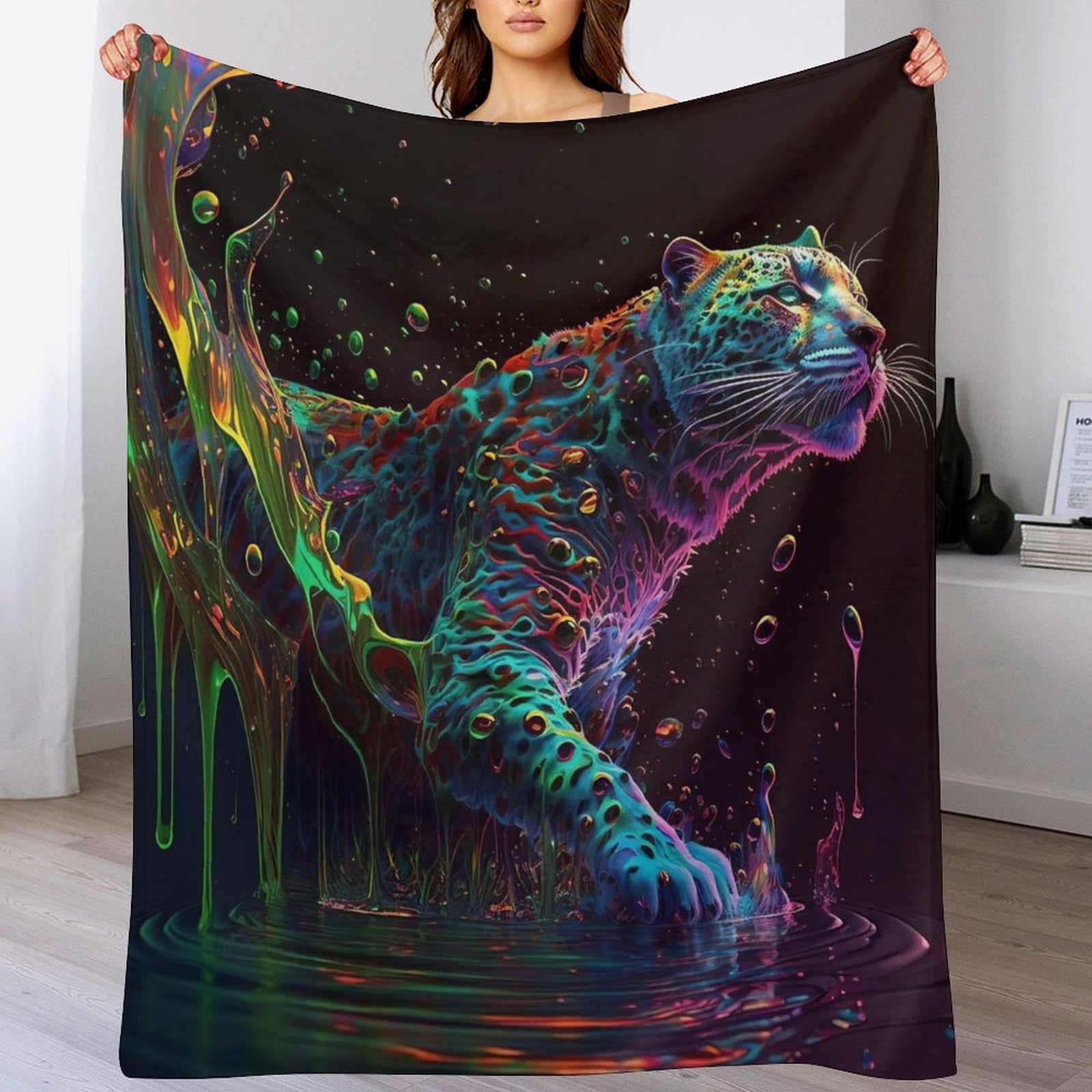 Couverture polaire flannel léopard 150x200 pour lit et canapé