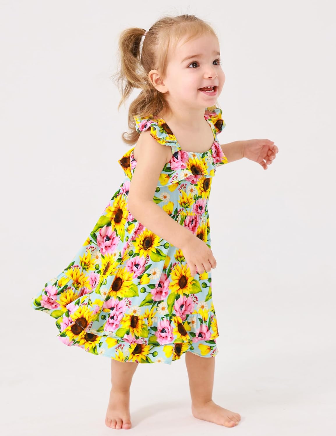 Bamboo Viscose Girls' Dresses Toddler Sleeveless Ruffle Girls Summer Dress - Image 5