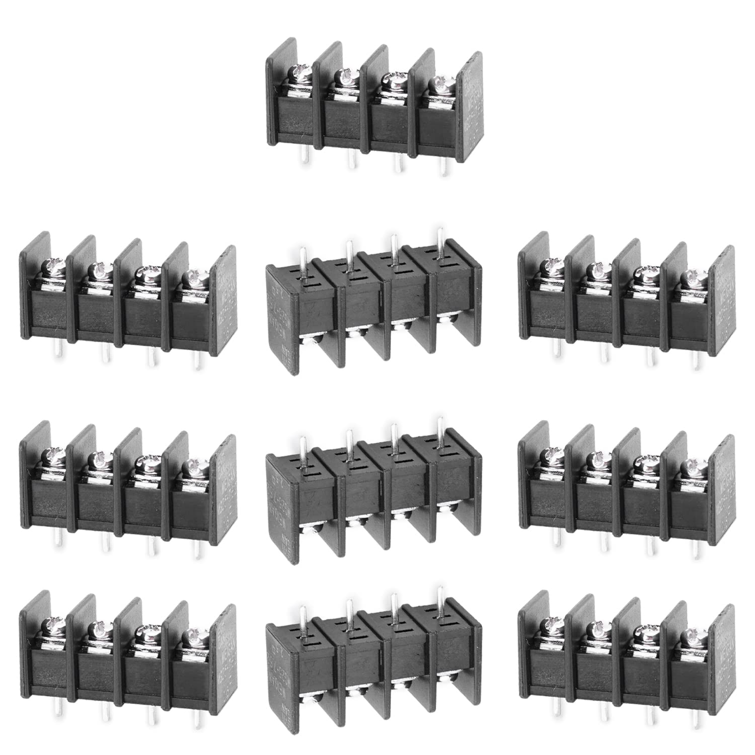 Heyiarbeit 30Pcs 4Pin 7.62mm Pitch 300V 25A PCB Mount Screw Terminal Block Connector Black MG25C-7.62