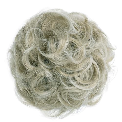 Miniatura 34 de CAISHA Big Banda Elástica Postizo de Cabello Rizado Ideal para Peinados Recogidos de Novias o Moños Desaliñados, Color Mezcla de Castaño Oscuro