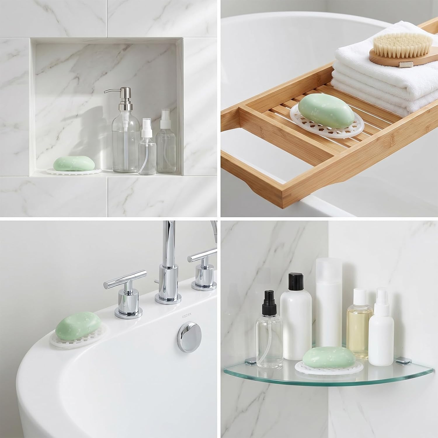 4Pcs Soap Holder Silicone Soap Holder Simplicity Oval Bar Dish
