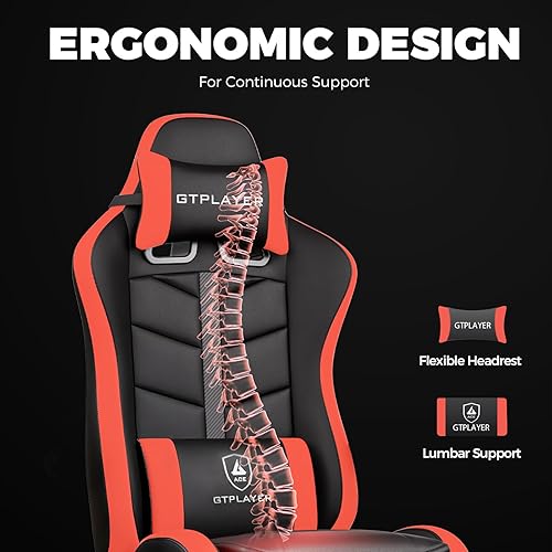 Miniatura 7 de GTPLAYER Silla de Juegos, Sillas de Computadora Ergonómicas para Videojuegos con Reposapiés para Adultos, Silla de Juego de PC Ajustable con Función
