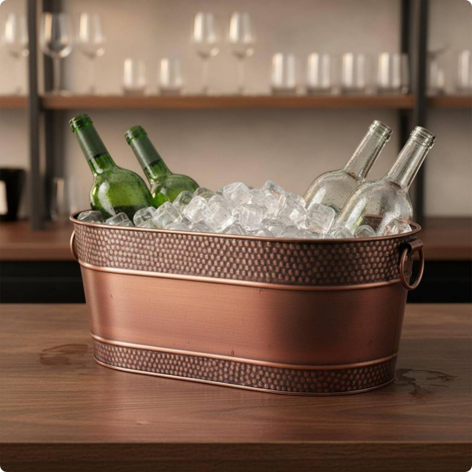 Cubo de Hielo Gran Capacidad Bañera de Hielo Metálica Resistente Al Óxido Refrigerador Bebidas Metálico para Establecimientos, Restaurantes