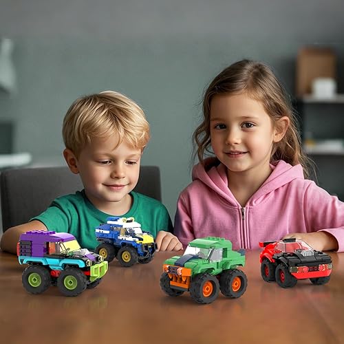 Miniatura 6 de TG BLOCKS Monster Truck - Juguete de construcción de micro ladrillos para niños y niñas, juguete de construcción para niños, juguete de construcción