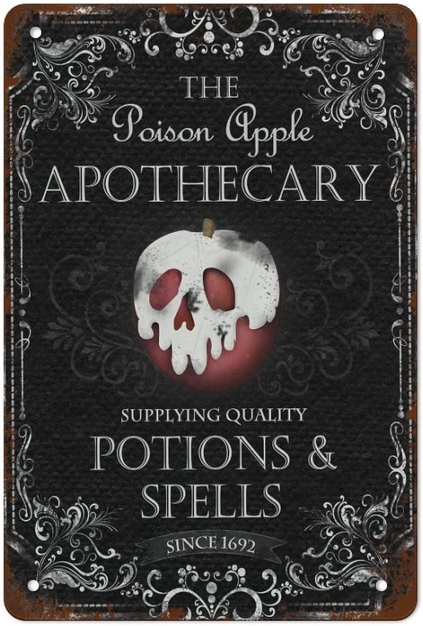 Halloween Apothecary Sign - Retro Metal Tin Vintage Aluminum Print for Home Coffee Wall Decor 8x12 Inch