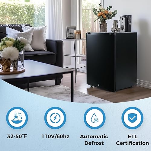 Miniatura 5 de Refrigerador compacto, 1.42 pies cúbicos de 110 V, mini refrigerador silencioso, puerta reversible con cerradura, enfriador de bebidas de bajo