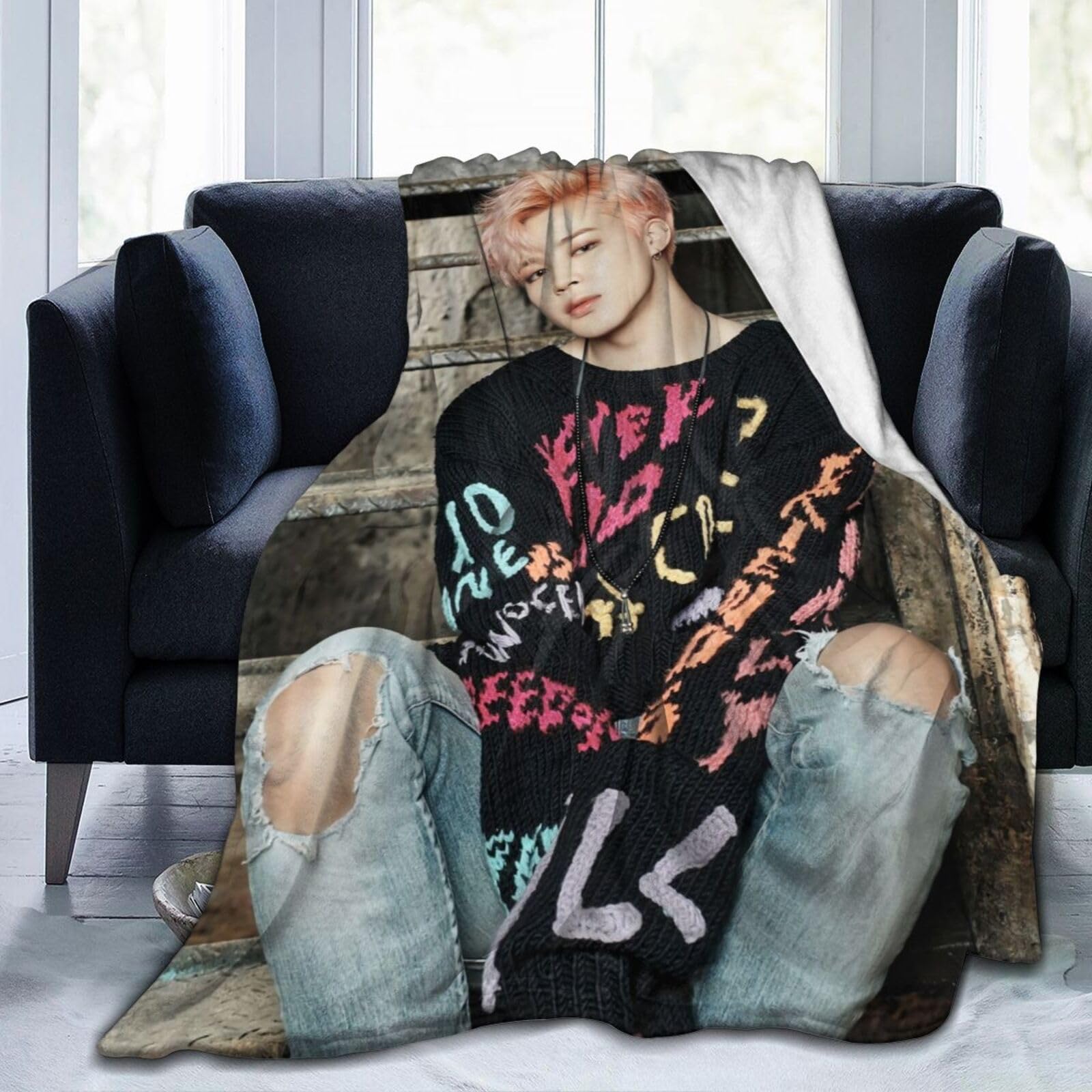 Suehome Black Blanket Park Jimin Soft And Comfortable Wool Fleece Throw Blankets For Sofa Office Car Camping Yoga Travel Home Decoration Cozy Plush Beach Blanket Gift