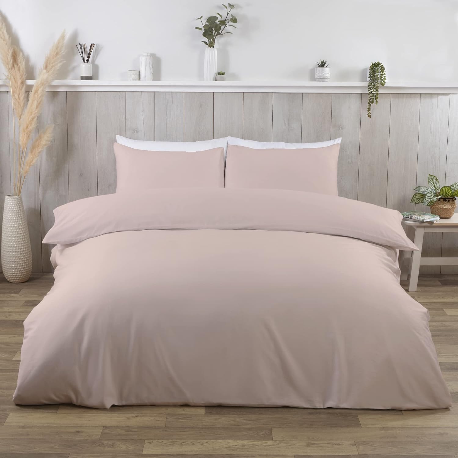 Purity Home 100% Cotton Blush Duvet Cover Set Double Bed 200x200 cm, 400 Thread Count Long Staple Cotton Sateen Weave
