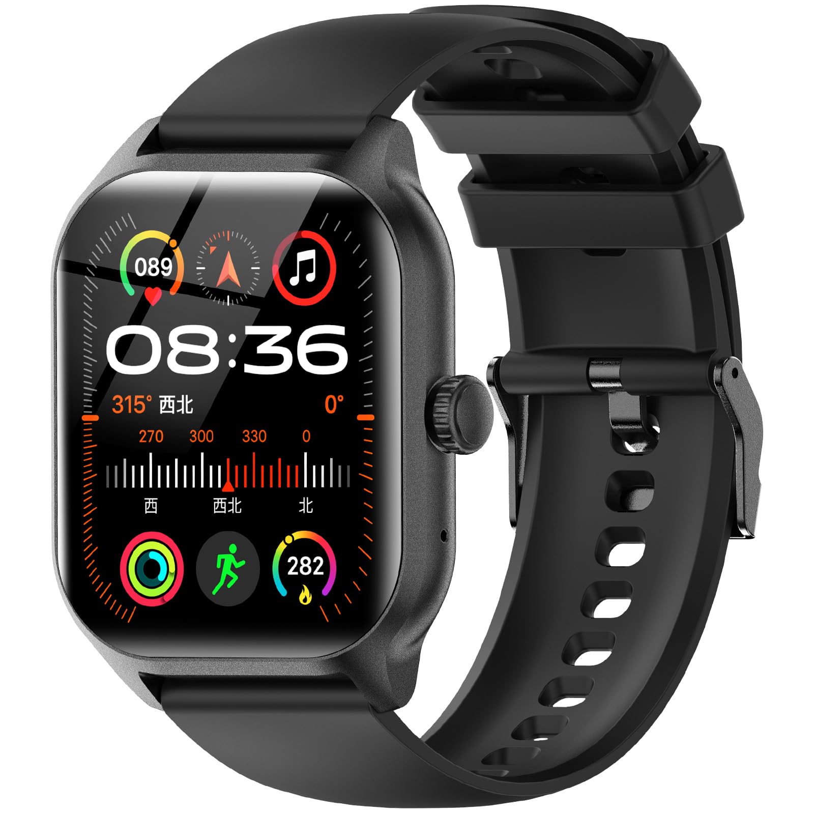 Smartwatch Uomo Donna, Sportivo Fitness Tracker con Effettua o Risposta Chiamate, 2.01" Intelligente Orologio con Contapassi/Cardiofrequenzimetro/Sonno, IP68 Smart Watch per Android iOS