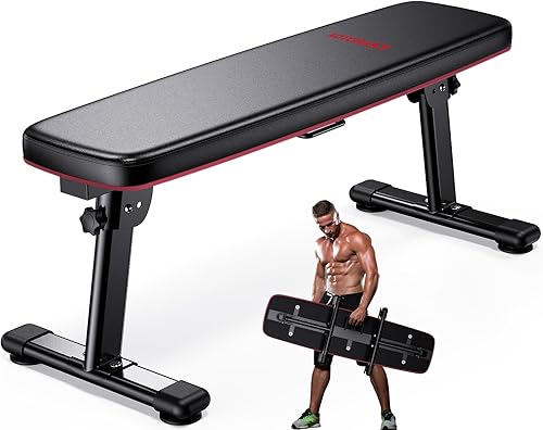 Banco de pesas plegable con asa de transporte plana para entrenamiento en casa, banco de fitness multiusos