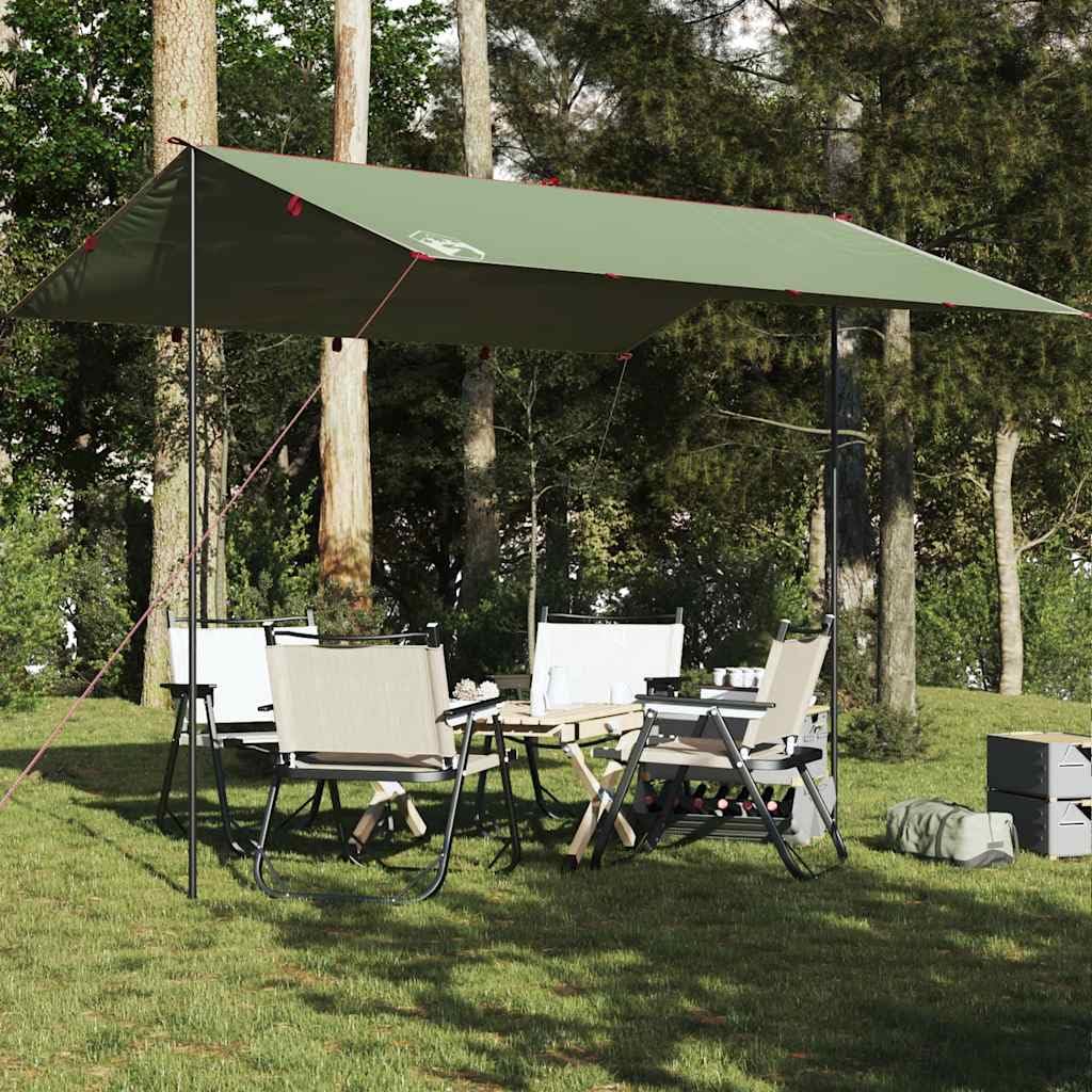 Telone da campeggio verde 360 x 294 cm impermeabile, telo per tenda protezione solare per esterni, campeggio, escursionismo, amaca 94658