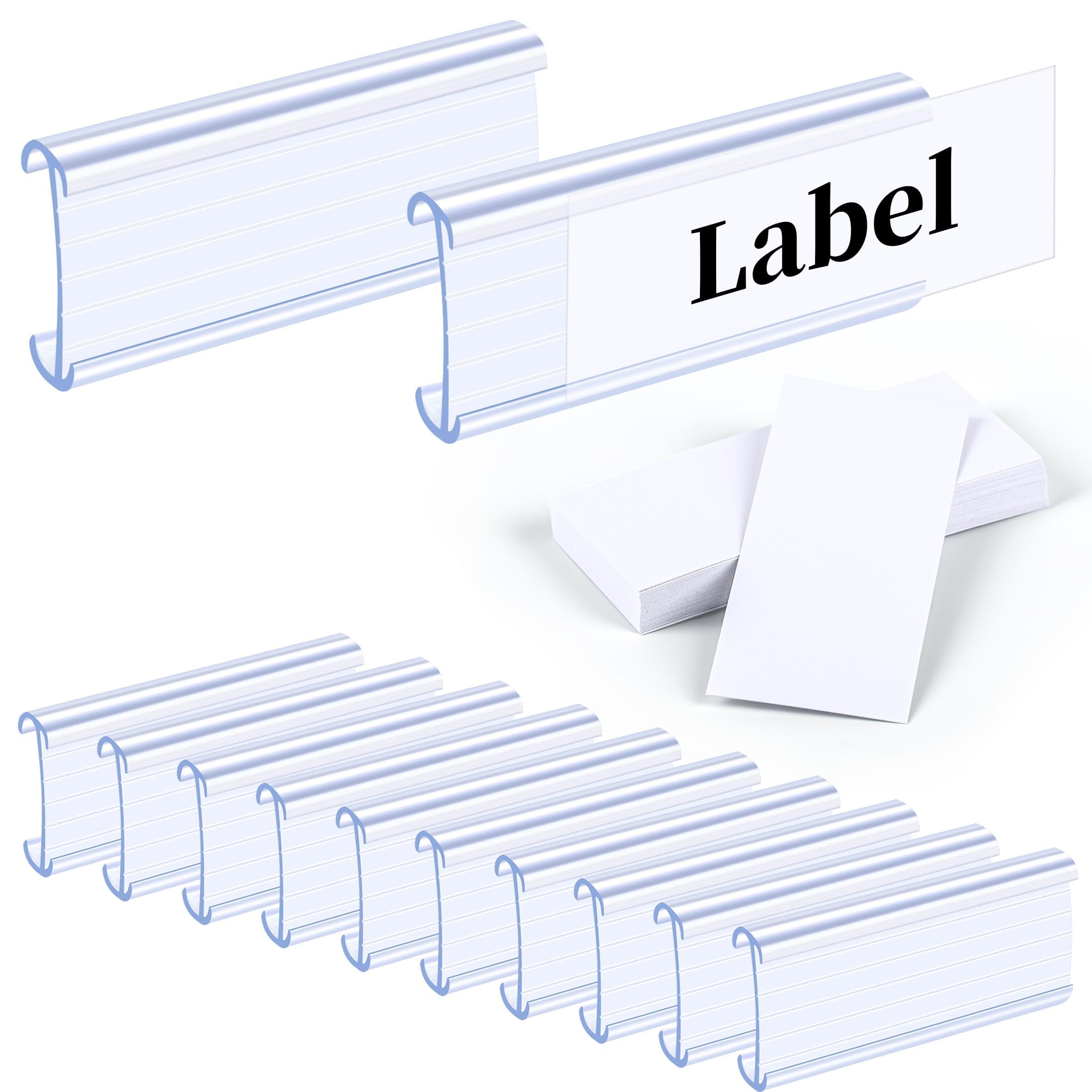 VELATYVIO 120 PCS Wire Shelf Label Holders Plastic Rack Tags Metro Shelving Clips with Paper Inserts for Supermarket Fruits Shop Pharmacy Compatible