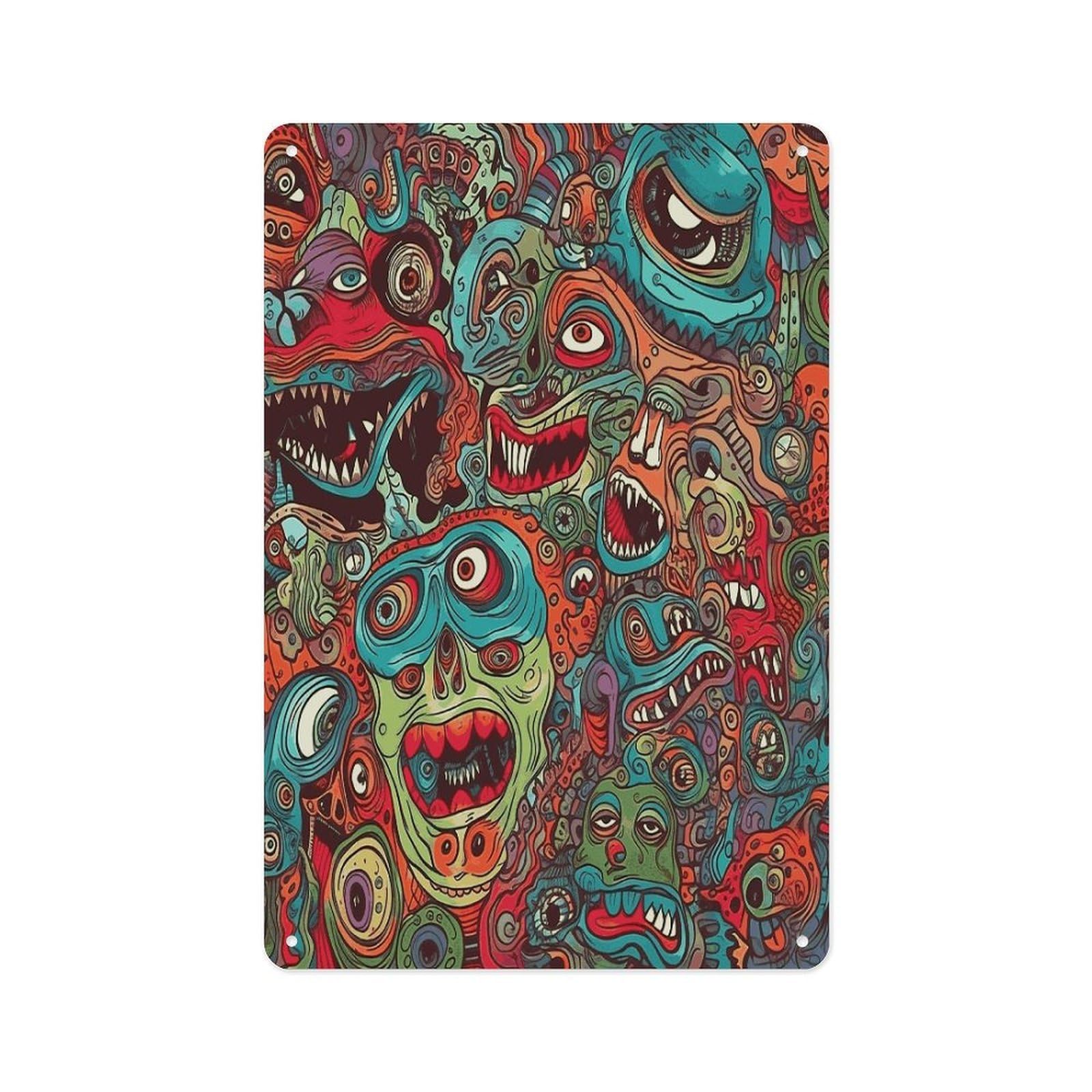 Fekiloot Style Abstract Monster Wall Decor Metal Signs Tin Signs Poster
