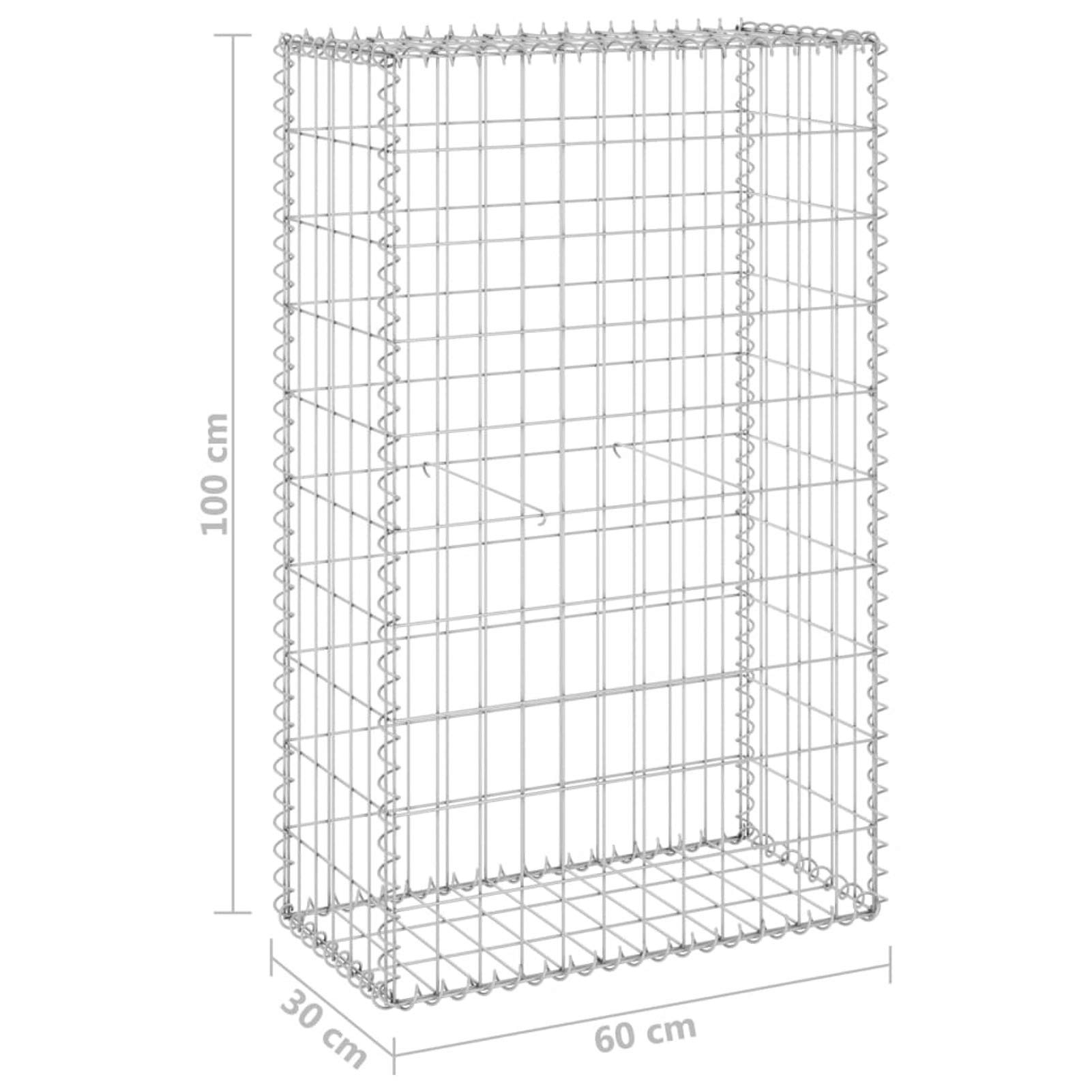 Tidyard Gabionenwand mit Abdeckung Gabione Steingabionen Steinkorb Gabionen Wand Drahtkorb Draht Mauer Verzinkter Stahl 60x30x100 cm