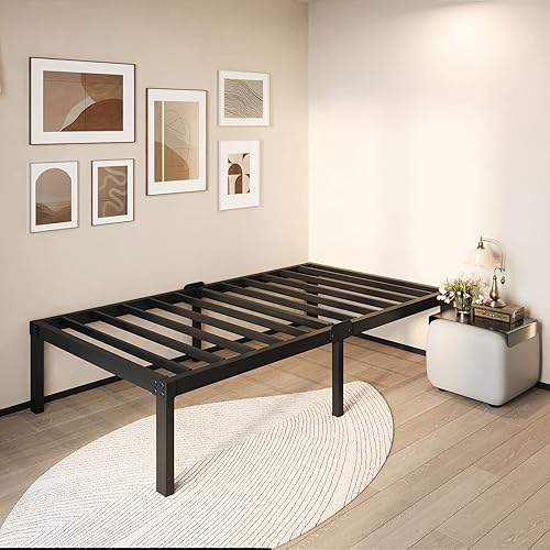 Miniatura 38 de Base de cama matrimonial con cabecero, almacenamiento compatible, no necesita somier, tamaño negro, plataforma de metal resistente, marco de cama,