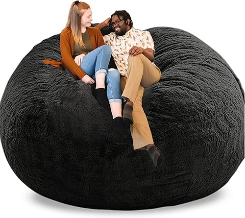 Miniatura 1 de Puf gigante para adultos, cómodos y esponjosos (sin relleno, solo funda) de gran tamaño y suave tamaño grande, puf de 6 pies, color negro