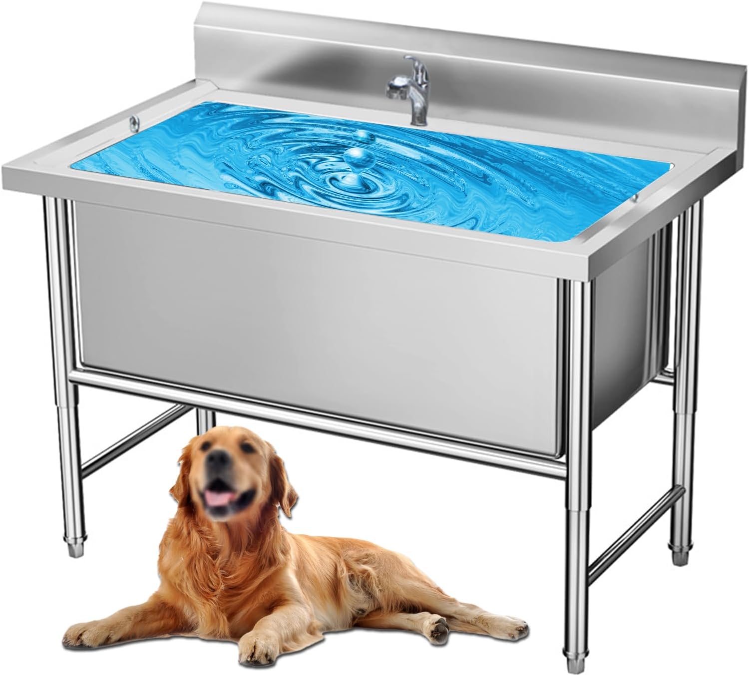 Stainless Steel Dog Grooming Tub,Professional Dog Bath Tubs,Dog Washing Station For Home,Stainless Steel Pet Bathtub,Pet Dog Bathing Station For Large,Medium & Small Dog(120cm/47in,Depth 50cm/19.7in)