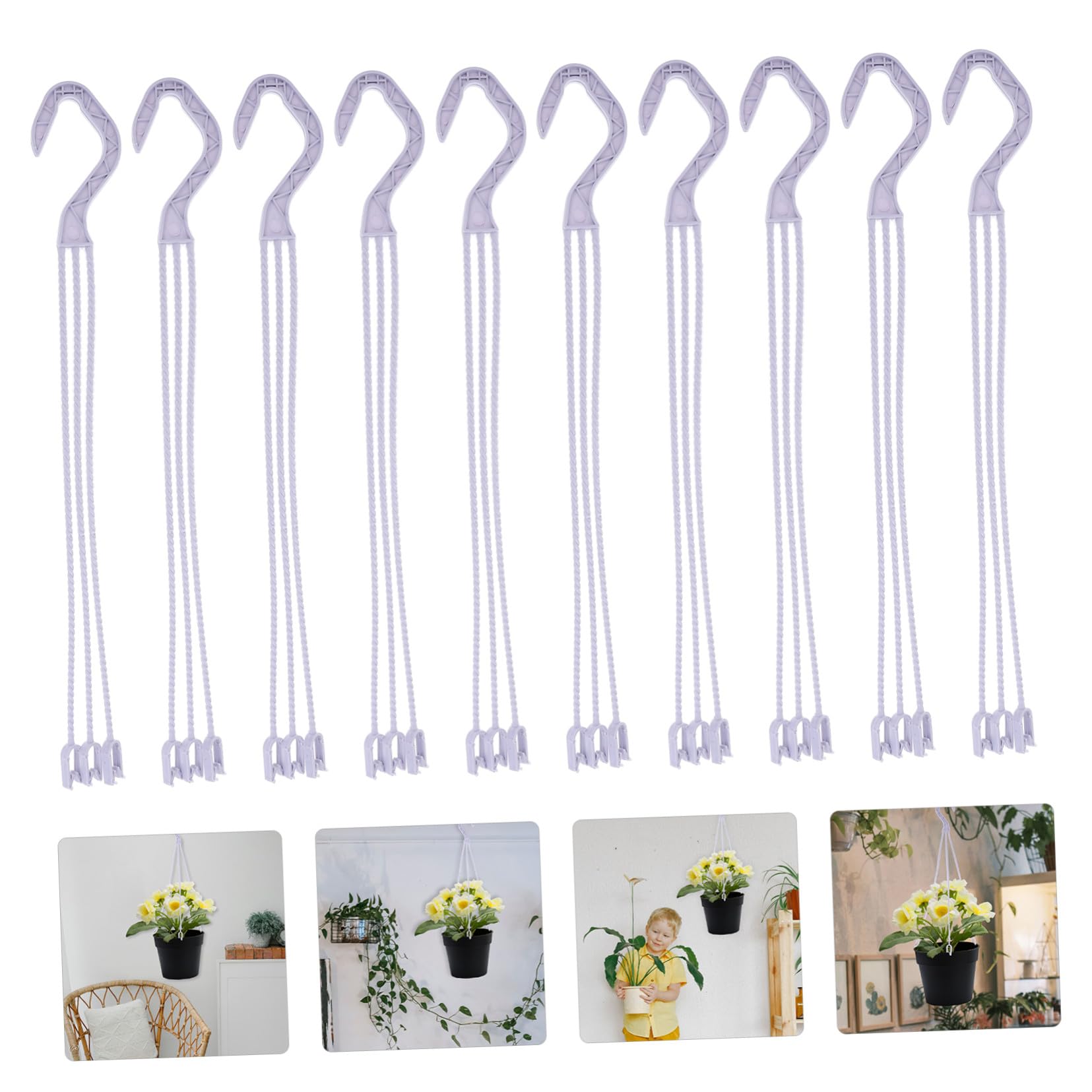 Crochets Suspendre Plastique Blanc pour Pots de Fleurs 50pcs