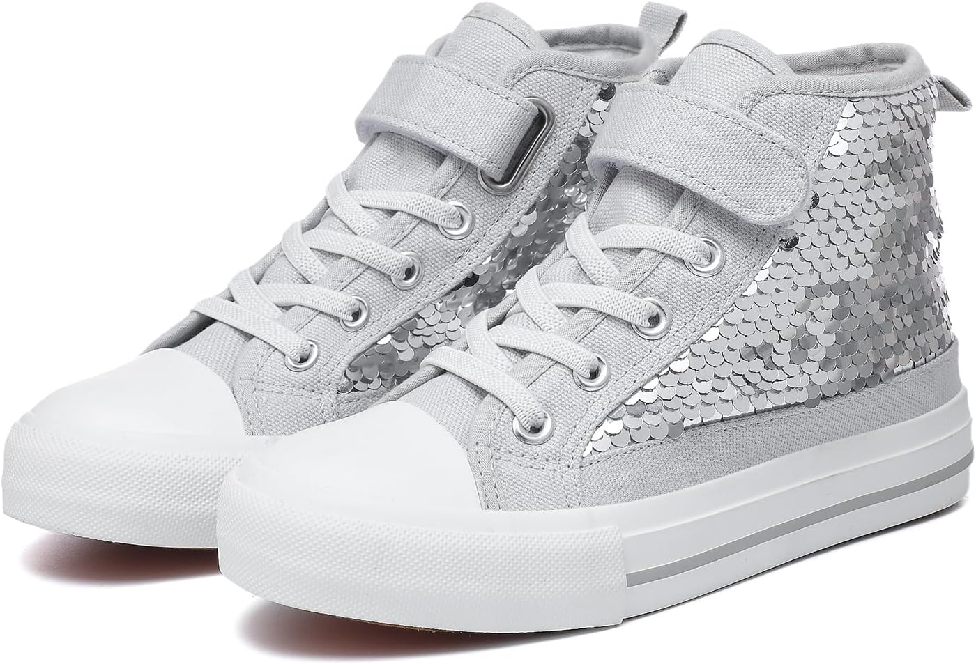Zoroadke Kids Sparkle Sequins High Top Casual Adjustable Strap Canvas Shoes Girls and Boys Glitter Sneakers - Image 5