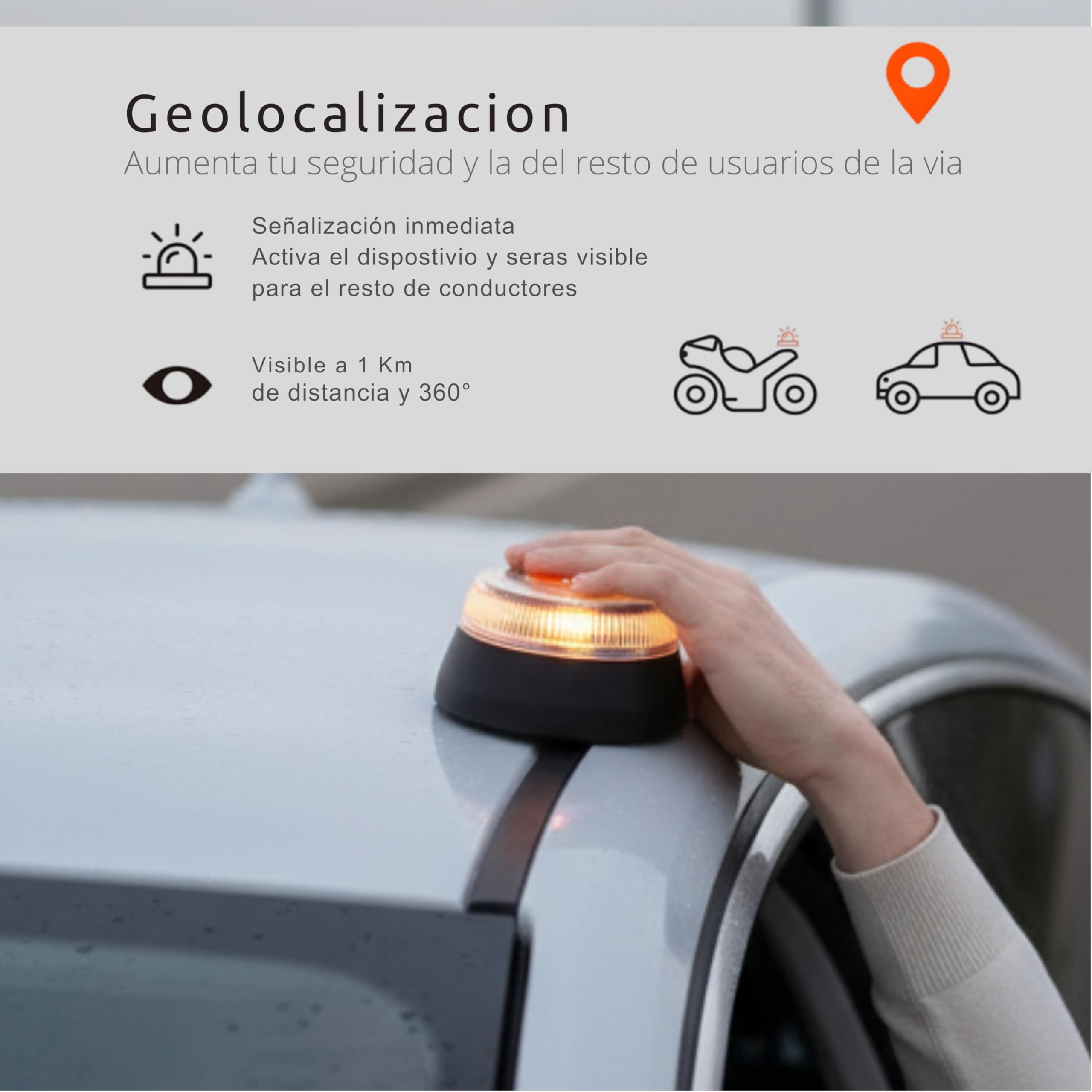 PIND Luz de Emergencia Baliza V16 Homologada DGT con Geolocalización, Datos incluidos hasta 12/2038, Incluye Pilas AA, Obligatorio desde 2026 (2)